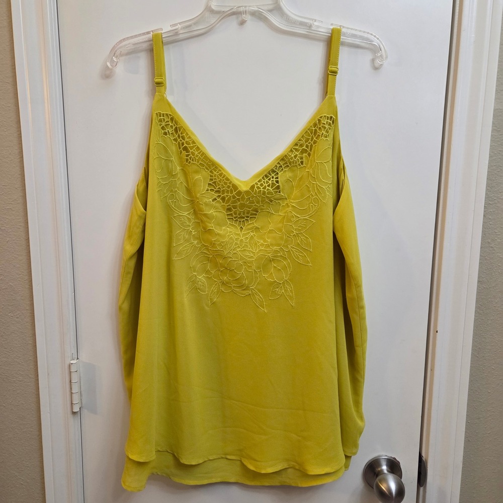Torrid Yellow Floral Embroidered Crochet Lace Trim Cami Tank Top Plus Size 3 3X